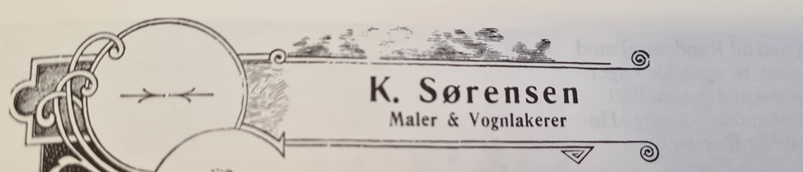 Brevhoved fra Knud Sørensens malerforretning: "Maler & Vognlakerer"